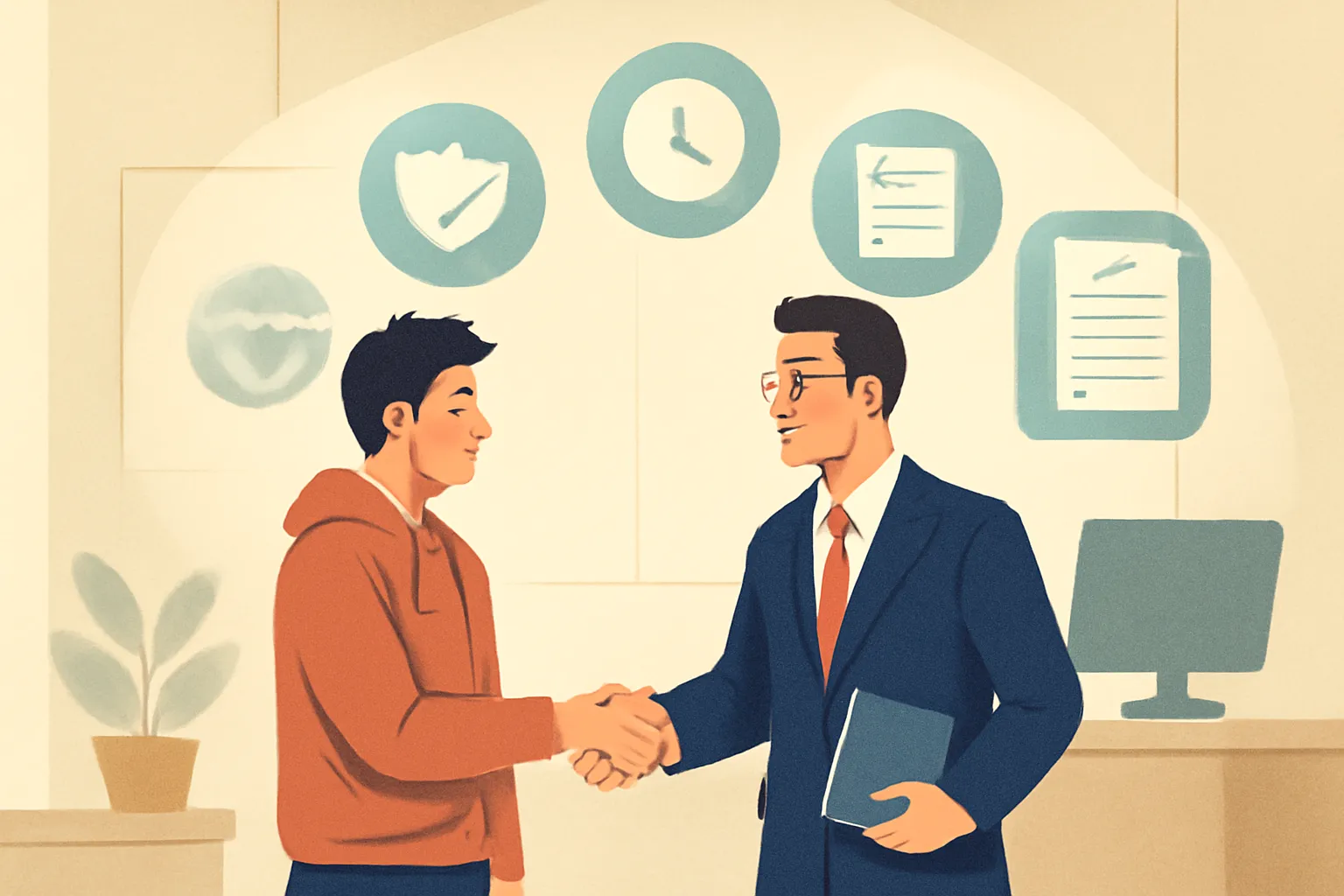 Handshake symbolizing legal support for drafting startup Service Level Agreements.