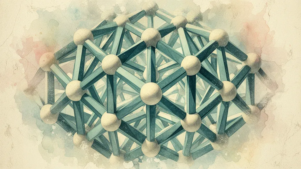 Abstract teal-cream lattice on deep navy, copper highlights; left-weighted with right space