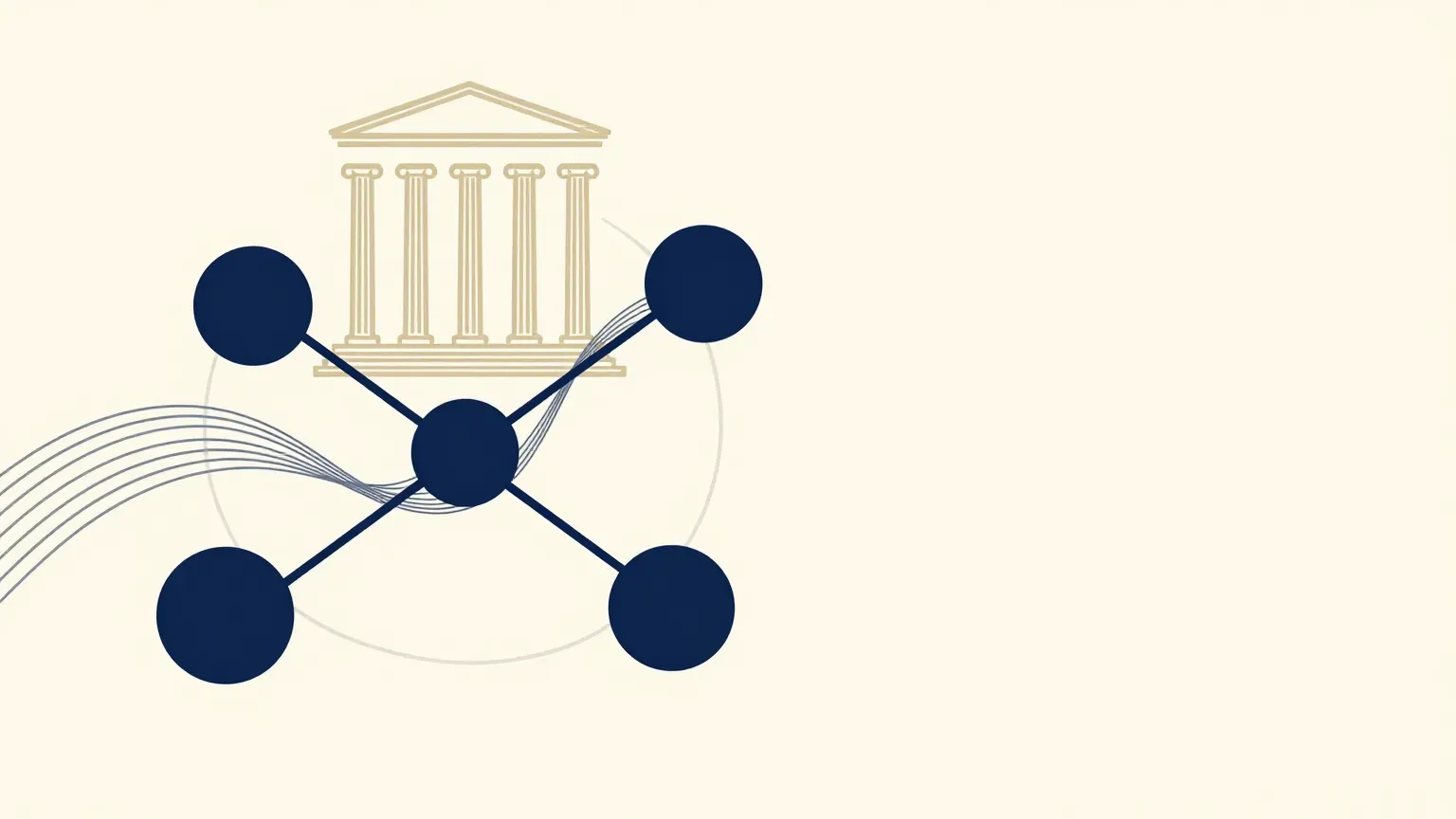 Abstract editorial illustration of securities regulation and peer-to-peer lending