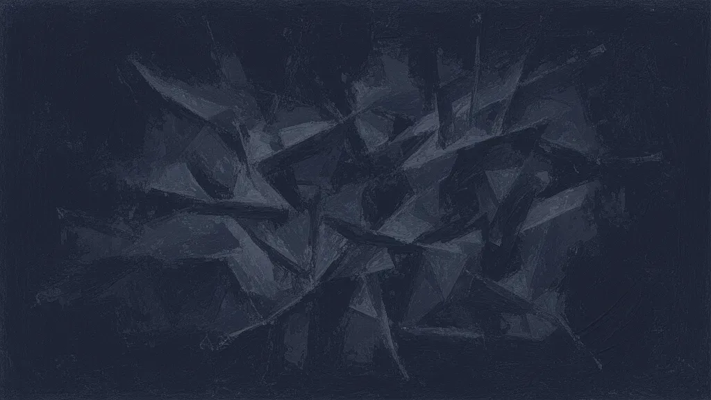 Abstract digital-fresco composition: a deep-navy crystalline structure with taut tension lines and radiating fracture points, evoking contract risk and legal dependency under strain.