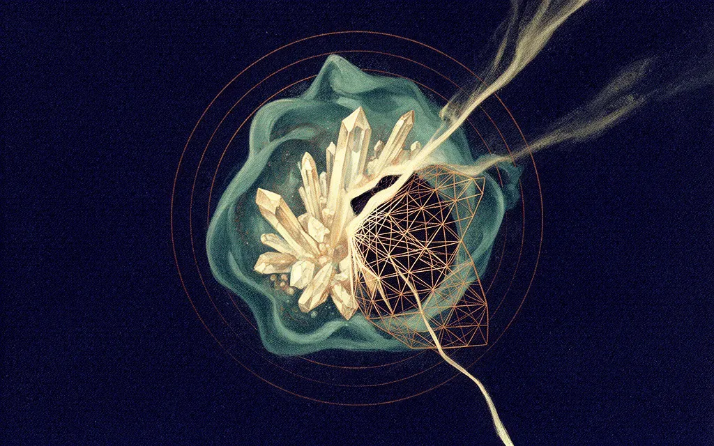 Abstract digital fresco: teal membrane containing luminous navy forms with one breach point sealing shut, symbolizing data breach containment and incident response