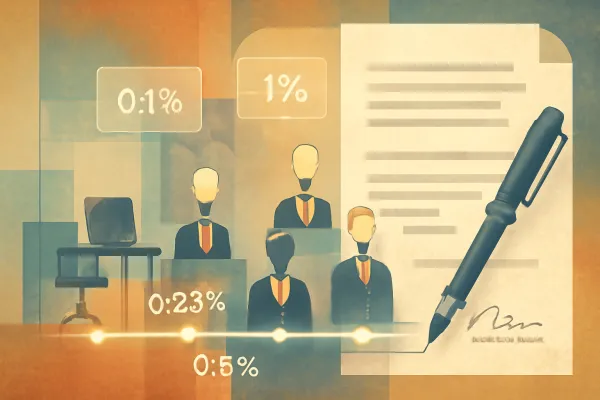 Abstract illustration showing startup advisor equity, legal contracts, and advisor engagement.