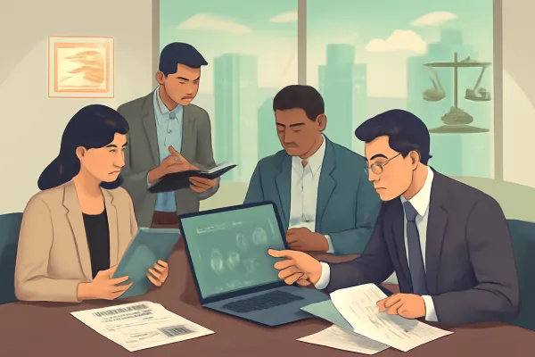 Startup legal and finance team collaborating on complex 409A valuation documents.
