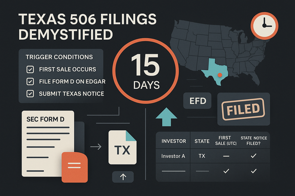 Texas Rule 506 Notice Filings: Exact Steps, Timing, and Checklists