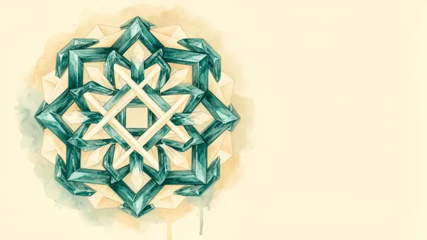 Teal-cream crystal medallion with copper lattice and navy foliage on textured navy background