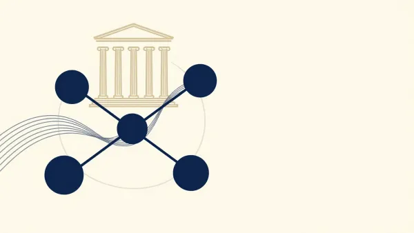 Abstract editorial illustration of securities regulation and peer-to-peer lending