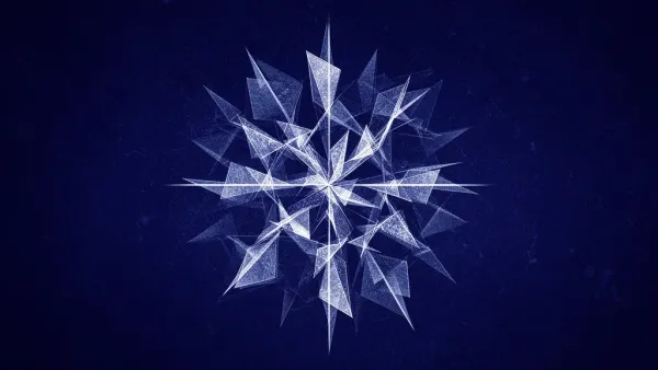 Abstract navy composition of a centered radiant crystalline cluster within a protective geometric lattice, symbolizing user-generated content under a legal shield