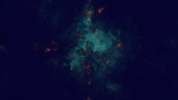 Abstract digital fresco: a copper oversight boundary governing a teal crystalline machine-grid in deep navy, symbolizing human-in-the-loop ethical control of generative AI in legal work