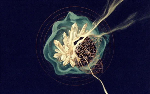 Abstract digital fresco: teal membrane containing luminous navy forms with one breach point sealing shut, symbolizing data breach containment and incident response